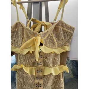 NEVER WORN For Love & Lemons Elle Lace 1-Piece Swimsuit w/ floral embroidery 🌼